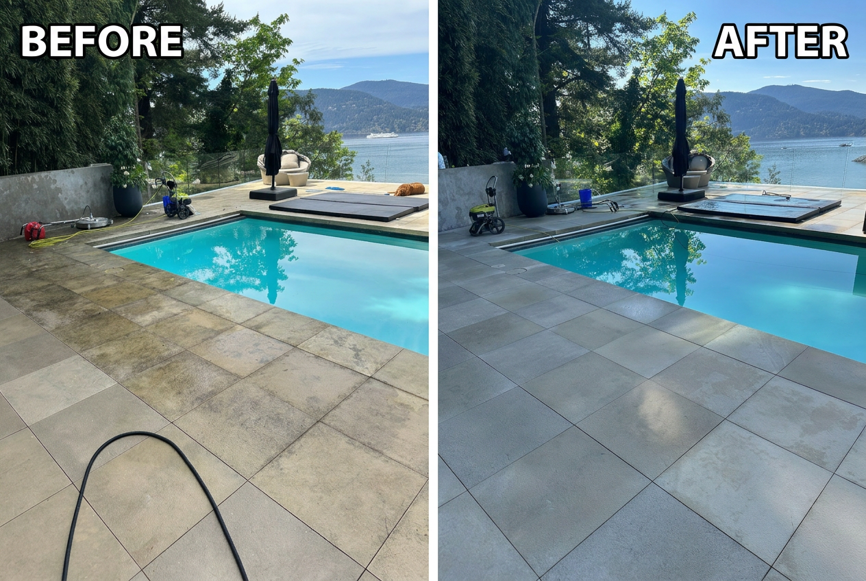 Before and after pressure washing comparison